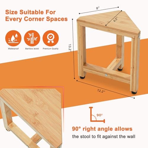 TYYIHUA Waterproof Corner Shower Stool for Leg Shaving - 13.2" Foot Rest Bench