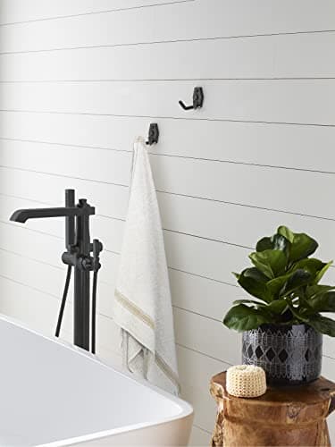 Matte Black Double Prong Decorative Wall Hook for Coats, Hats, Backpacks, Bags | Multi-Use Hooks for Various Rooms | Amerock Brand.