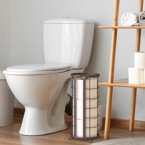 Brookstone Bronze Freestanding Toilet Paper Holder, Modern & Stylish Storage Solution