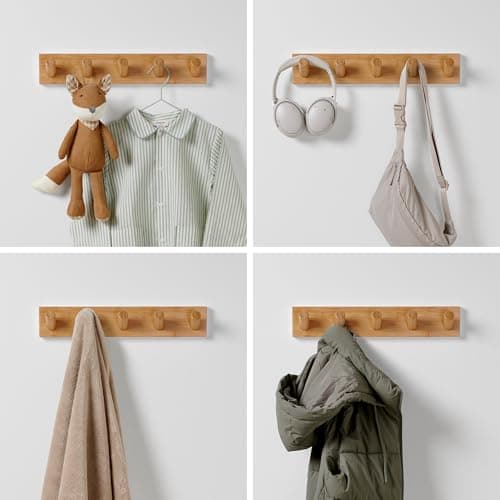 LARHN 2-Pack Wall Mounted Coat Rack with 5 Hooks - Modern Scandinavian Home Decor