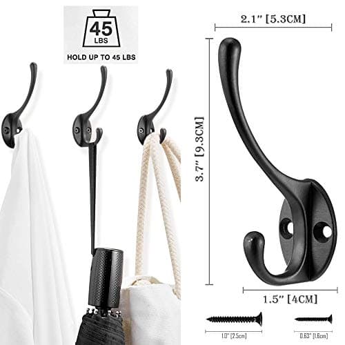 Heavy Duty Dual Coat Hooks Wall Mounted - 10 Pack