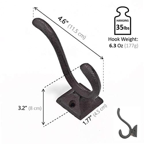 Ambipolar Vintage Black Wall Hooks, Modern Farmhouse Decor, Heavy Duty Hooks