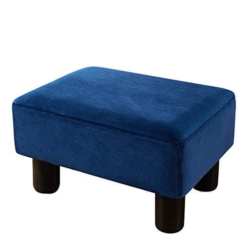 LUE BONA Black Faux Leather Rectangular Foot Stool for Living Room and Patio — A-navy Blue