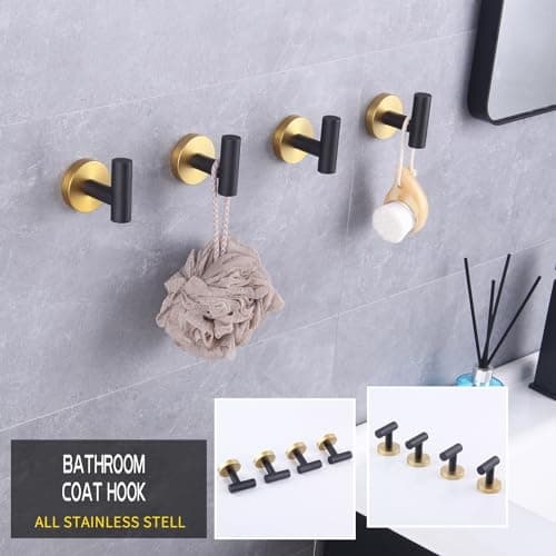 Modern SUS 304 Stainless Steel Bath Towel Hook AG1307B-LS — Black & Gold
