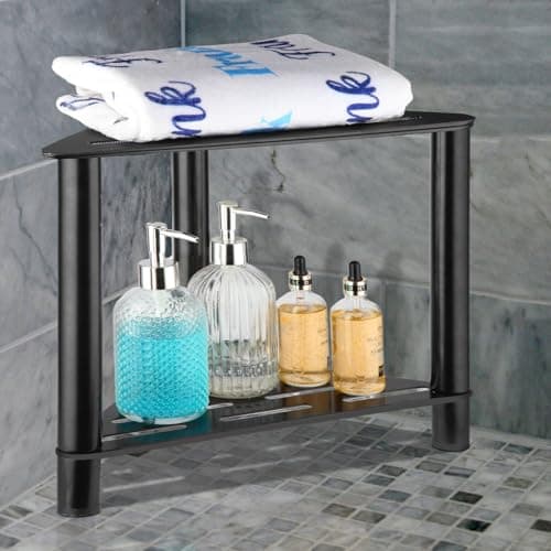 Corner Shower Stool for Shaving Legs with Storage Shelf