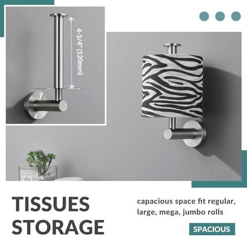 Aomasi Brushed Nickel SUS304 Stainless Steel Vertical Toilet Paper Holder