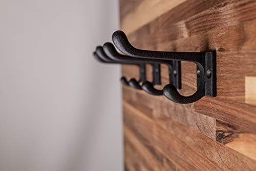 CRAFTSMAN ROAD Vintage Cast Iron Wall Hooks (Black, Set of 4) | Rustic Farmhouse Coat Hooks | Perfect for Coats, Bags, T