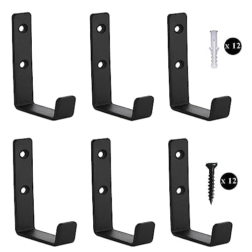 Heavy Duty Double Hole Wall Hooks - Extra Thick Pure Metal, Firm Installation, Coat & Key Hanger, Sand Black