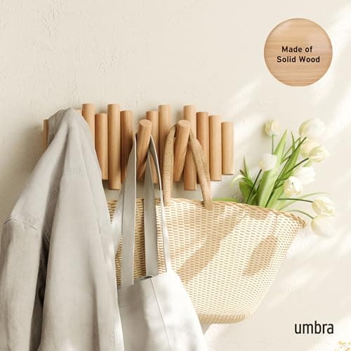 Umbra Picket 5 Hooks Wall-Mounted Rail Natural Finish