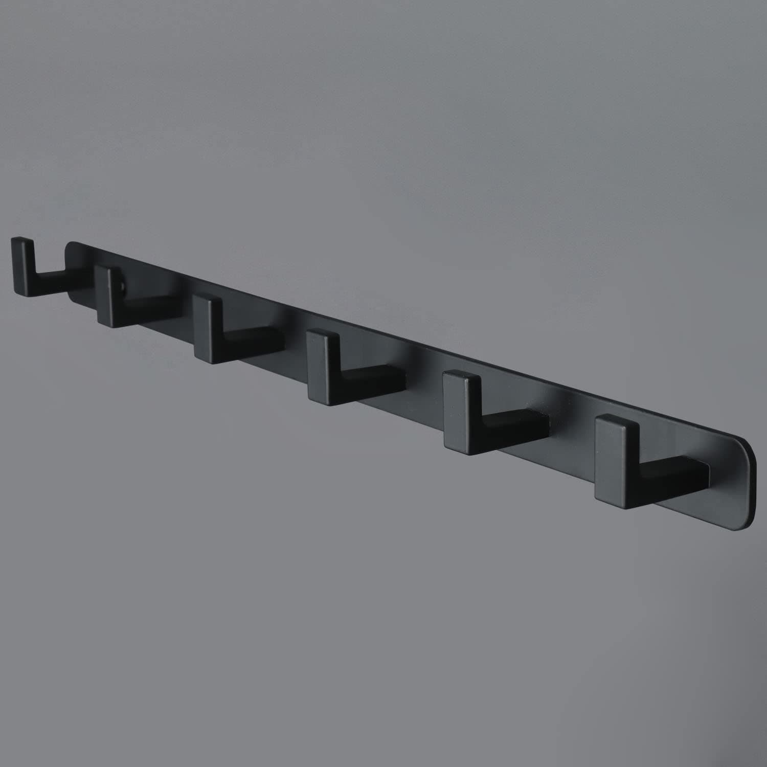 Heavy Duty 6-Hook Stainless Steel Coat Rack, Black, Bathroom & Kitchen Storage