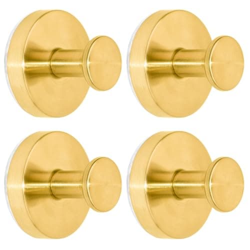 Stusgo 4-Pack Matte Black Stainless Steel Towel Hooks for Bathroom Wall Mounted — Gold Suction“i”shape 4pc