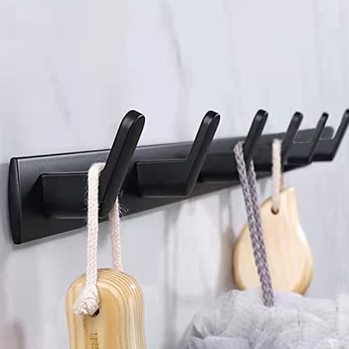 Modern Wall Mount Coat Rack with 6 Hooks, Black