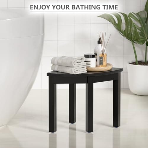 Domax Bamboo Corner Shower Foot Rest, Non-Slip Waterproof Black