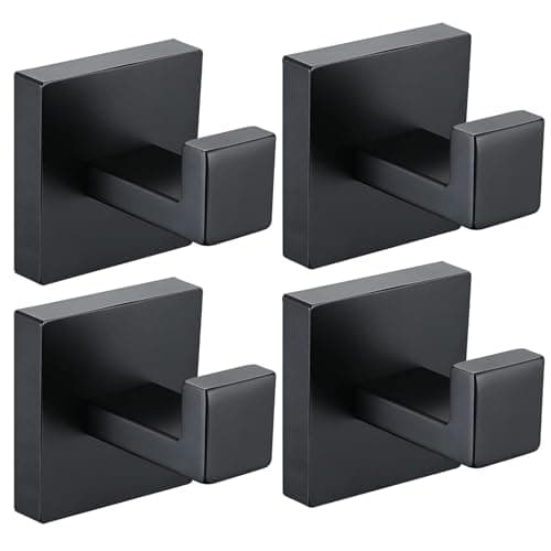 Matte Black 4-Pack Bath Towel & Robe Hook, 304 Stainless Steel, Heavy Duty Bath & Kitchen Wall Mountjącego