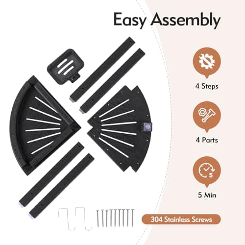 HDPE Leg Shaving Shower Stool with Hooks & Dish (Black)