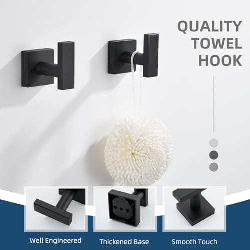 Stainless Steel Matte Black Towel & Robe Hooks, 2 Pack