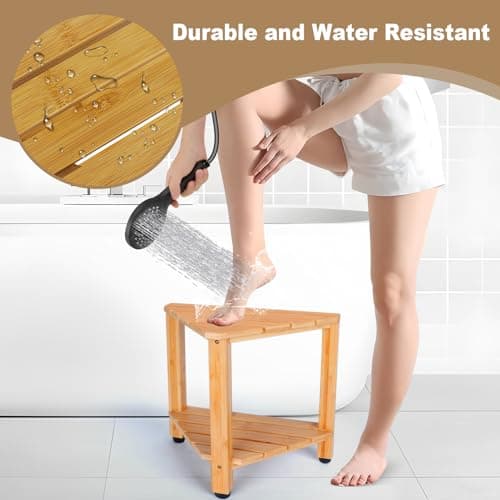 Bamboo Shower Foot Rest for Shaving Legs in Small Shower Spaces