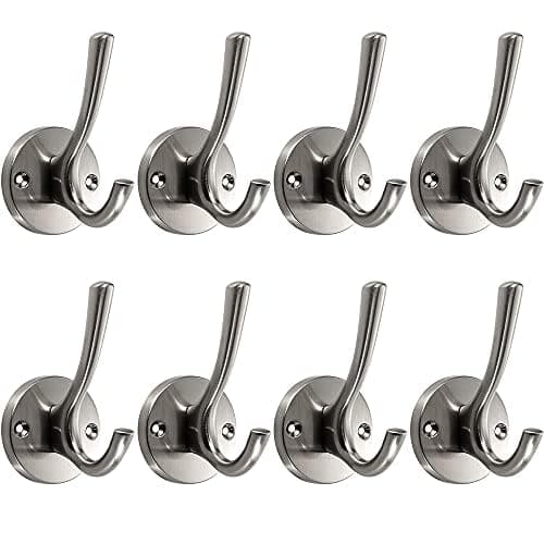 ZUONAI Matte Black Wall Hooks 2 Pack Heavy Duty Black Coat & Hat Hooks — Silver