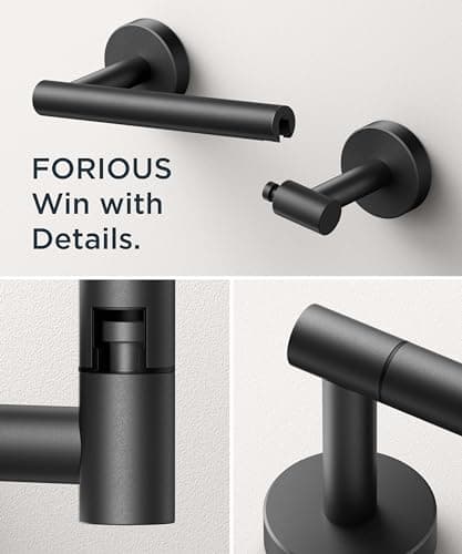 FORIOUS Matte Black Wall-Mounted Toilet Paper Holder
