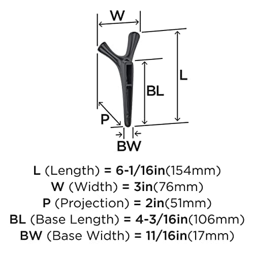 Amerock HBX37017MB Kodiak Matte Black Wall Hook for Coats, Hats & Bags
