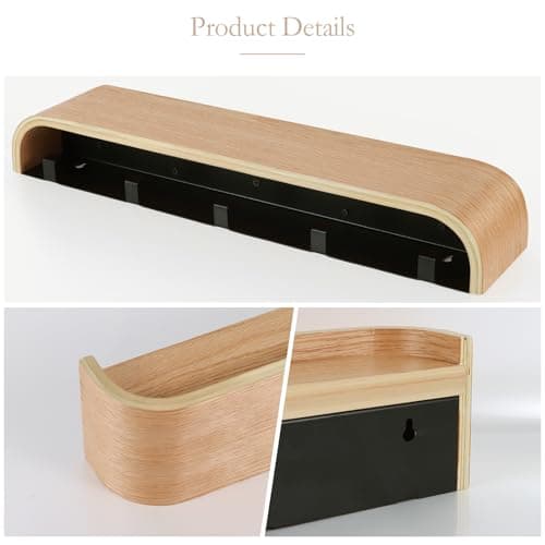 Oak Wall Mount Coat Rack with Shelf, 19.9 Inch Entryway Organizer