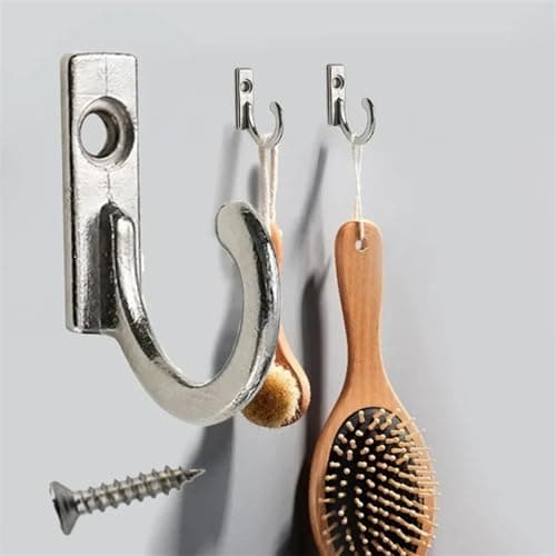 Silvery Wall Mounted Coat Rack with 10PCS Hooks & Cup Holder