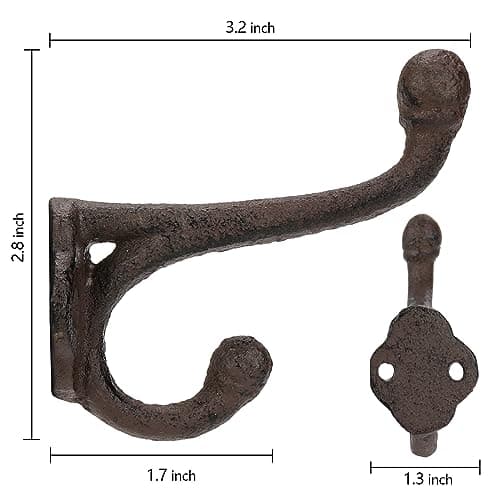 10 Pack Peohud Rustic Cast Iron Coat Hooks, Heavy Duty Wall Mounted Hangers