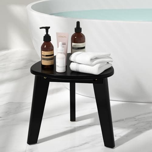 Domax Beautiful Bamboo Shower Bench for Inside Shower, Black