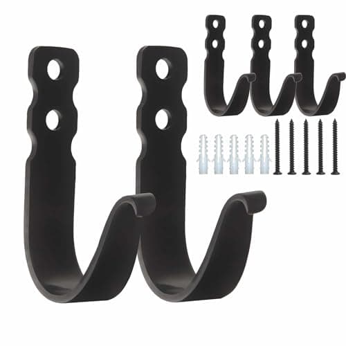 Heavy Duty Black Coat Hooks for Coats, Hats & Bags - Rust Resistant Wall Mount Hooks — B-5pcs