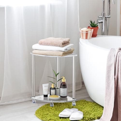 Modern Waterproof Corner Shower Stool with Towel Storage