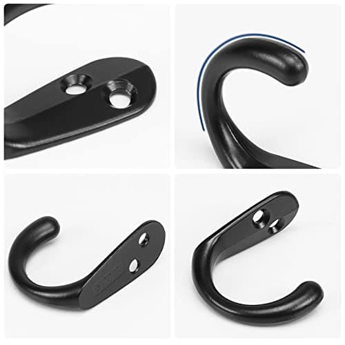 NearMoon Heavy Duty Matte Black Wall Hooks for Towel, Hat, Key, Bag