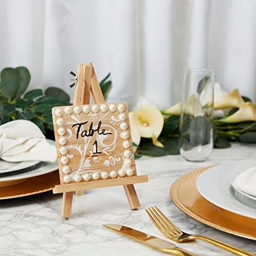 7-Inch Wooden Mini Easel with 6-Pack Stands & Place Card Holders for Table Art Display