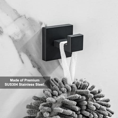 304 Stainless Steel Matte Black 4-Pack Wall Mount Towel Holder for Bathroom Kitchen Garage