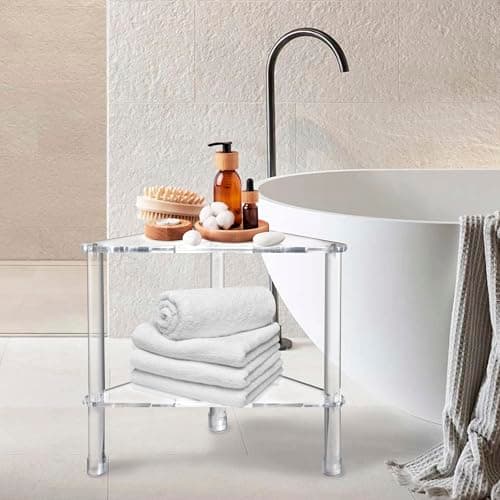 Heavy Duty Acrylic Corner Shower Stool for Inside Showers - Waterproof & Non-Slip