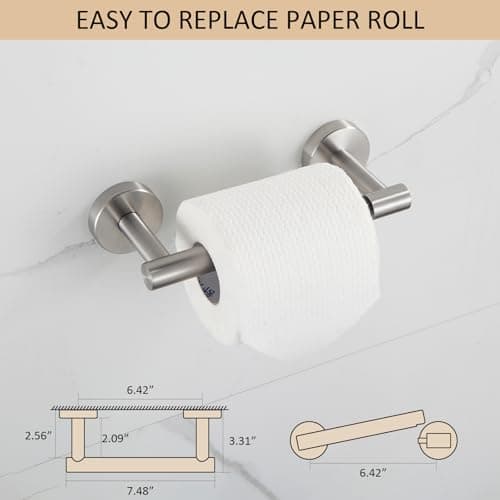 Nickel Toilet Paper Holder: Wall Mount, Double Post for Bathroom RV