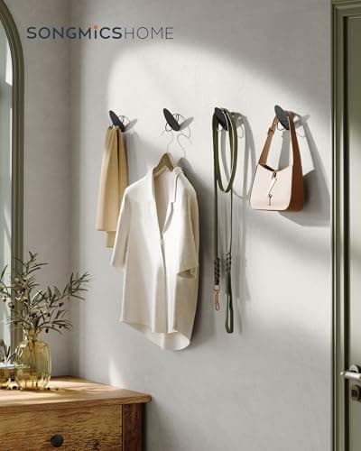 Songmics Home Coat Hooks 4 Pack, Egg-Designed Wall Hooks, Ink Black ULCR039B01