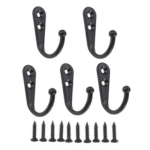 Yetaha Black Wall Hooks for Coats, Towels & More, Pack of 5