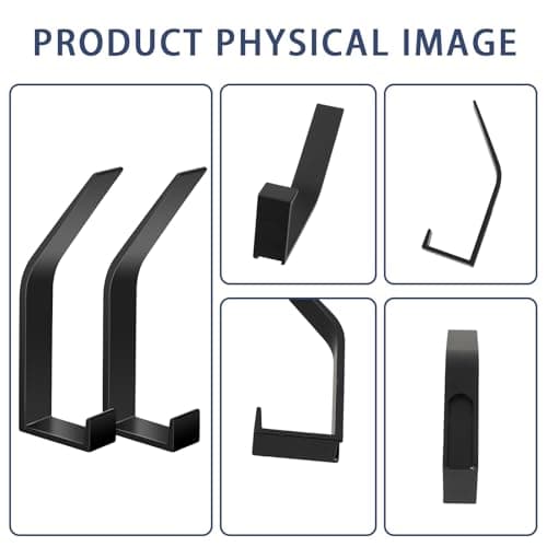 4 Pack Wall Mount Coat Hooks, Heavy Duty Metal Rack with Screws (Black)
