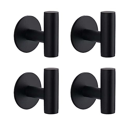 Modket 4-Pack Matte Black Bathroom Robe Hooks 304 Stainless Steel Adhesive Mount التطبيق