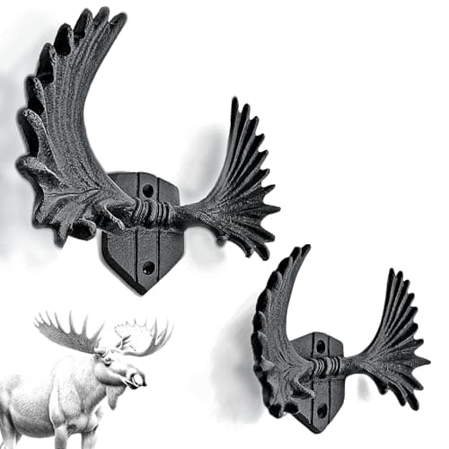Vintage Black Rustic Farmhouse Ambipolar 2-Pack Deer Antler Style Coat Hooks — elk 2 pcs