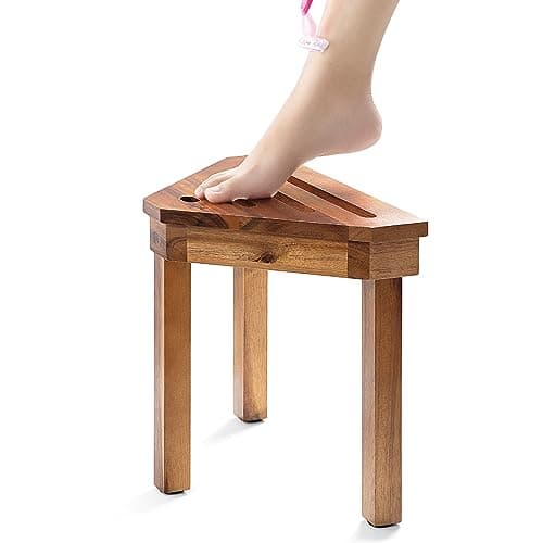 BLUEWEST Acacia Wood Shower Foot Stool for Inside Showers