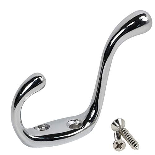 ROK Hardware 3-1/2" Black Heavy Duty Dual Coat Hook, 10 Pack — Chrome