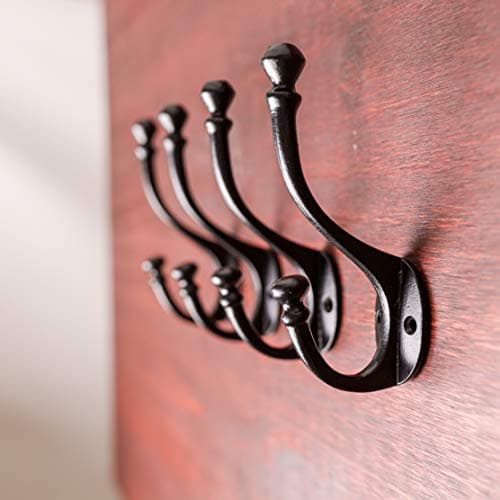 Craftsman Road Black Vintage Cast Iron Wall Hooks - Rustic Farmhouse Coat Hooks | Coats, Bags, Towels, Hats | Heritage S