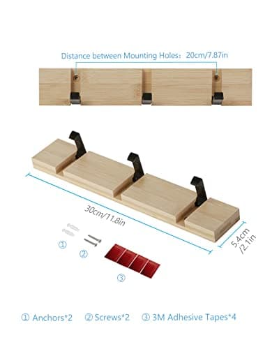 Wall Mount Coat Rack with Retractable Hooks for Home Use
