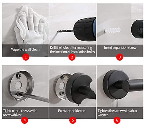 Matte Black SUS304 Stainless Steel Wall-Mounted Toilet Paper Holder (1pc)