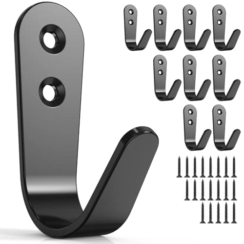 20PCS Heavy Duty Metal Wall Hooks for Coats, Towels, Backpacks & More — 8pack + Black