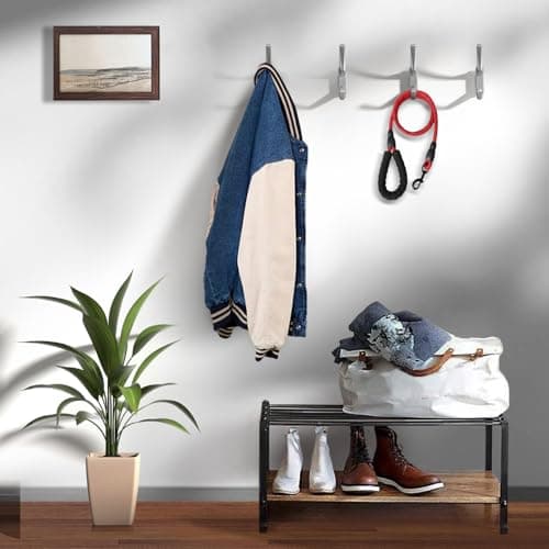 Heavy Duty Matte Towel Hooks, 5.7 Inch Coat Hooks (Silver, 4 Packs)