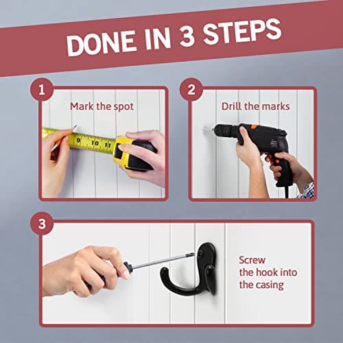 Jack N’ Drill 5+1 Pack Black Finish Double Coat Hooks