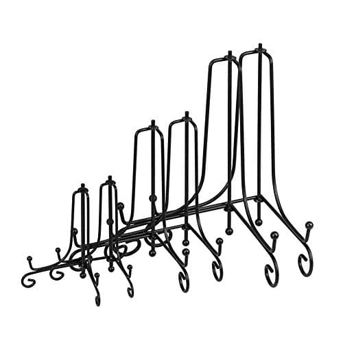 LIONWEI 6 Pack Gold Iron Easel Display Stand for Pictures and Arts — Black