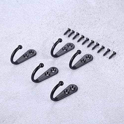 Yetaha Black Wall Hooks for Coats, Towels & More, Pack of 5